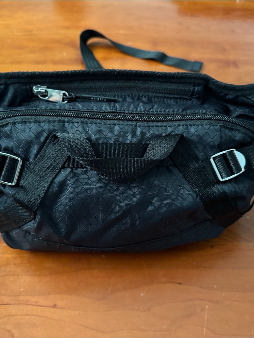 Athleta Black Quilted Nylon Waist/Crossbody Bag